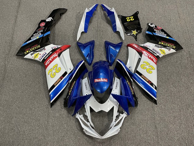 22 Rockstar Bianco & Blu 11-24 GSXR 600-750 Carene Moto