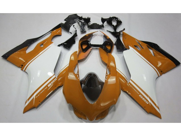 Arancio Lucido Bianco & Nero 11-14 Ducati 1199 Carene Moto