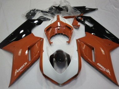 Acquista Arancione Lucido & Bianco 07-14 Ducati 848 1098 1198 Carene Moto