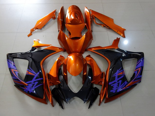 Arancione Vivace & Nero Lucido 06-07 GSXR 600-750 Carene Moto