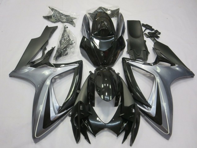 Argento Chiaro & Nero 06-07 GSXR 600-750 Carene Moto