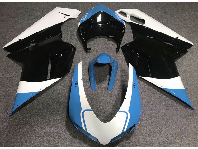 Azzurro Lucido Bianco & Nero 07-14 Ducati 848 1098 1198 Carene Moto
