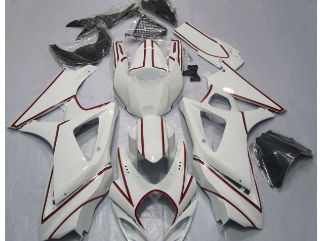 Bianco Con Striscia Rossa 07-08 GSXR 1000 Carene Moto