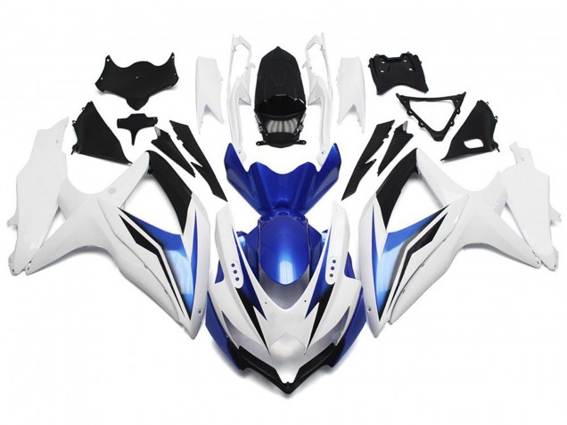 Bianco Lucido Con Argento & Blu 08-10 GSXR 600-750 Carene Moto