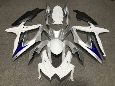 Acquista Bianco Lucido Con Parte Inferiore Nera Opaca Argento & Blu 08-10 GSXR 600-750 Carene Moto