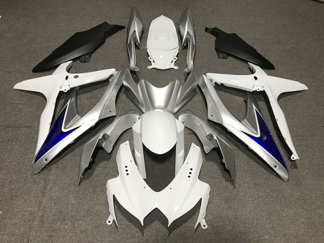 Bianco Lucido Con Parte Inferiore Nera Opaca Argento & Blu 08-10 GSXR 600-750 Carene Moto