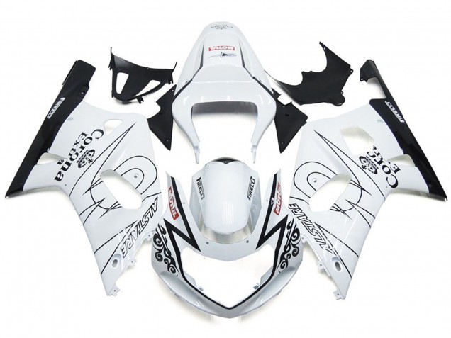 Bianco Lucido Corona & Nero 01-03 GSXR 600-750 Carene Moto