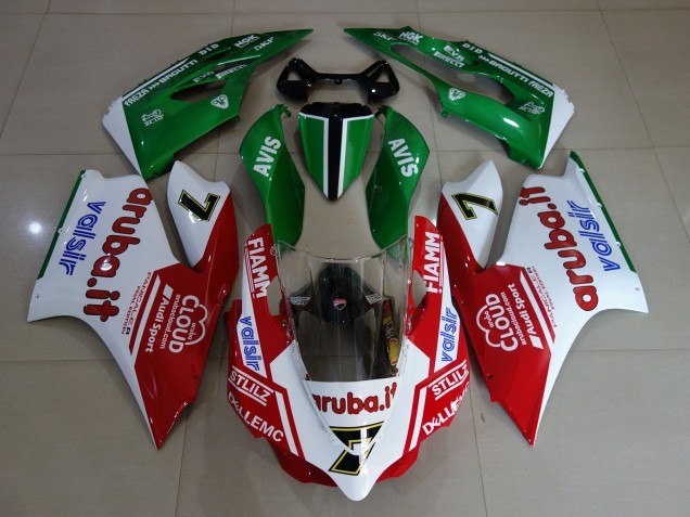 Bianco Lucido/Rosso/Verde 11-14 Ducati 1199 Carene Moto