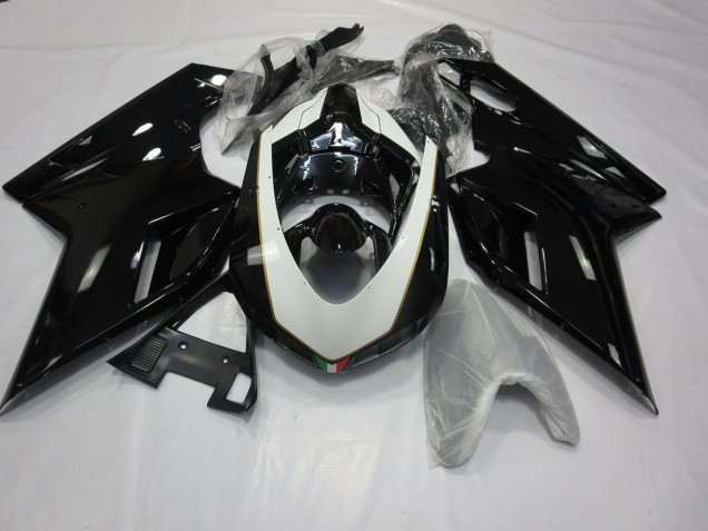Bianco & Nero Lucido 07-14 Ducati 848 1098 1198 Carene Moto