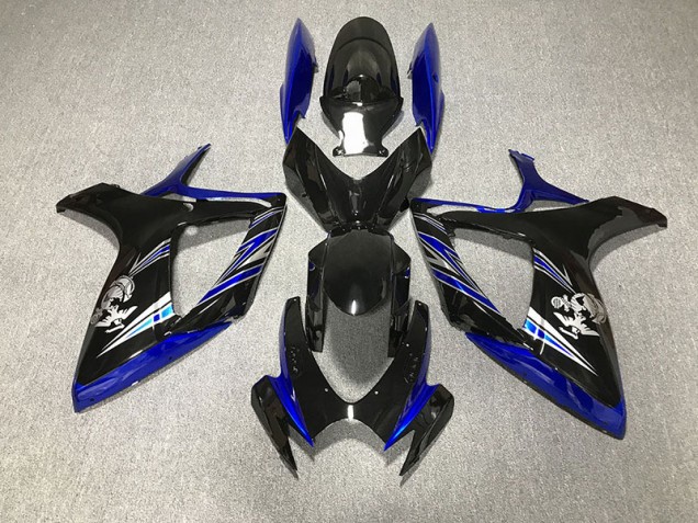 Blu Lucido & Nero Personalizzato 06-07 GSXR 600-750 Carene Moto