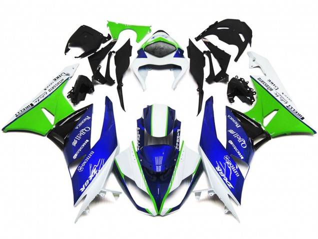 Blu Profondo Verde & Bianco 09-12 ZX6R Carene Moto