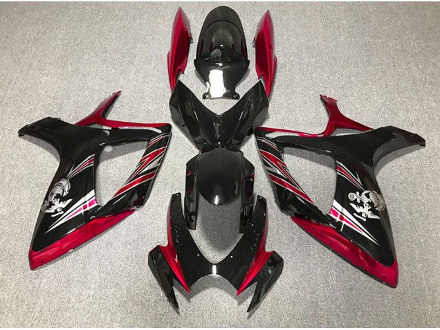 Design Rosso Lucido & Nero 06-07 GSXR 600-750 Carene Moto
