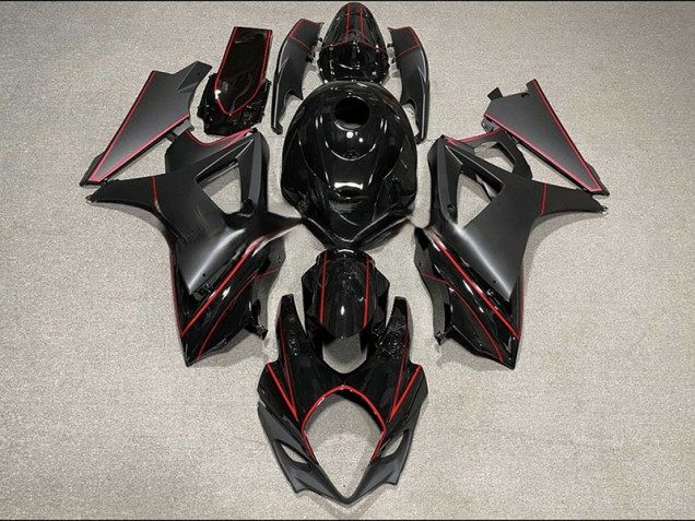 Finiture Nere & Rosse Opache & Lucide 07-08 GSXR 1000 Carene Moto
