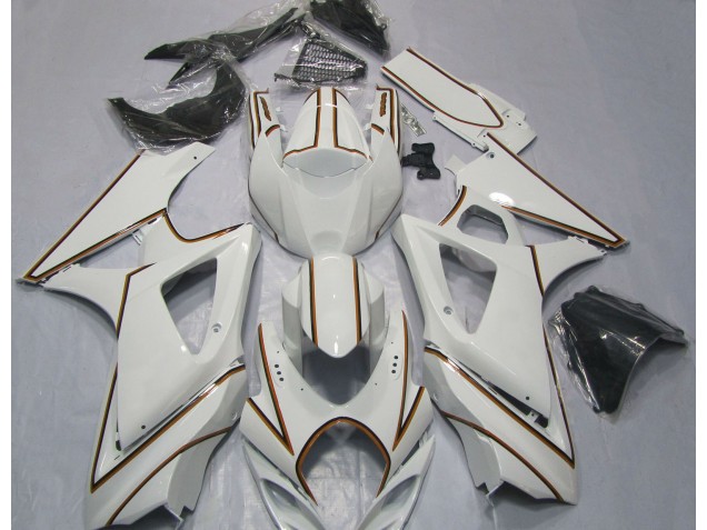 Gessato Bianco Arancione Lucido 07-08 GSXR 1000 Carene Moto
