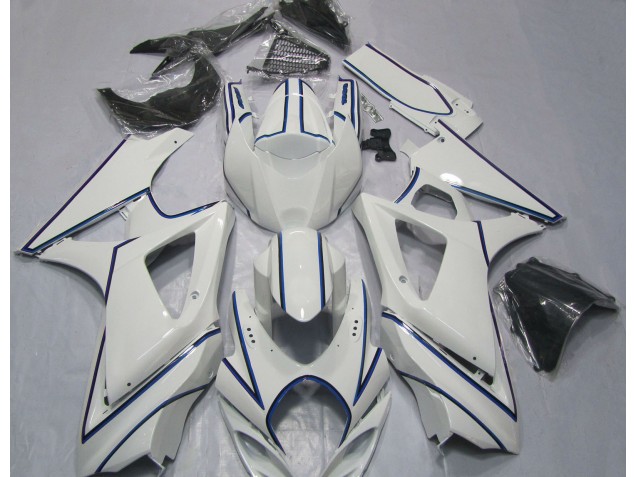Gessato Bianco Blu Lucido 07-08 GSXR 1000 Carene Moto