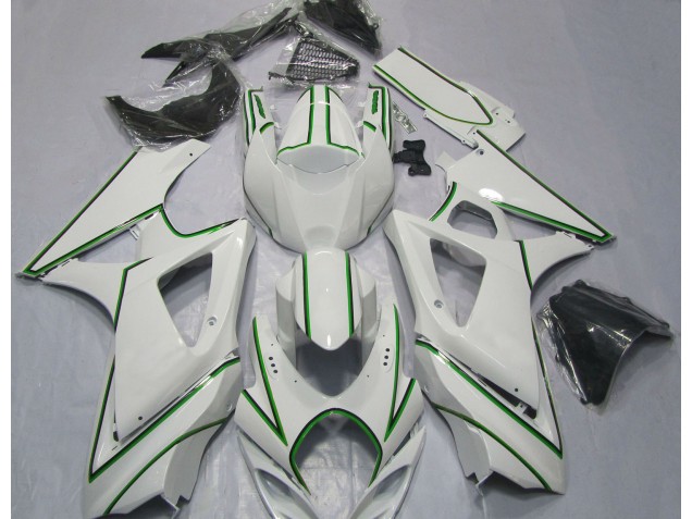 Gessato Verde Bianco Lucido 07-08 GSXR 1000 Carene Moto