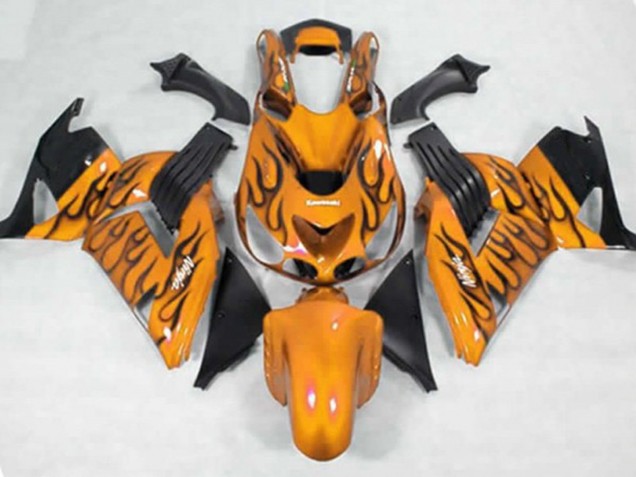 Jaune Noir Flamme 06-11 ZX14R Carene Moto