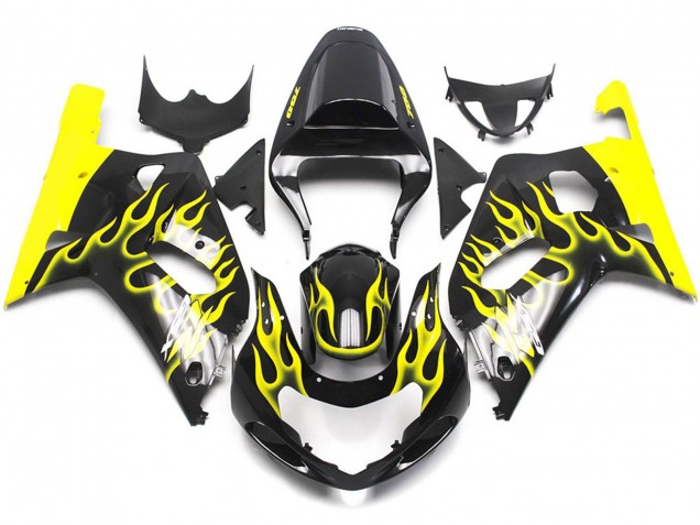 Jaune Vif Flamme 01-03 GSXR 600-750 Carene Moto