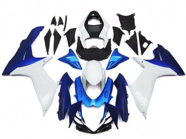 Kit Stile Semplice Bianco & Blu 11-24 GSXR 600-750 Carene Moto