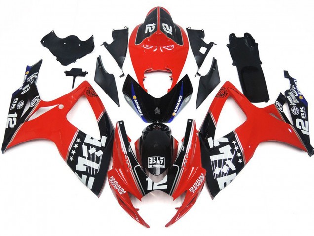 Loghi Rossi & Neri Personalizzati 06-07 GSXR 600-750 Carene Moto
