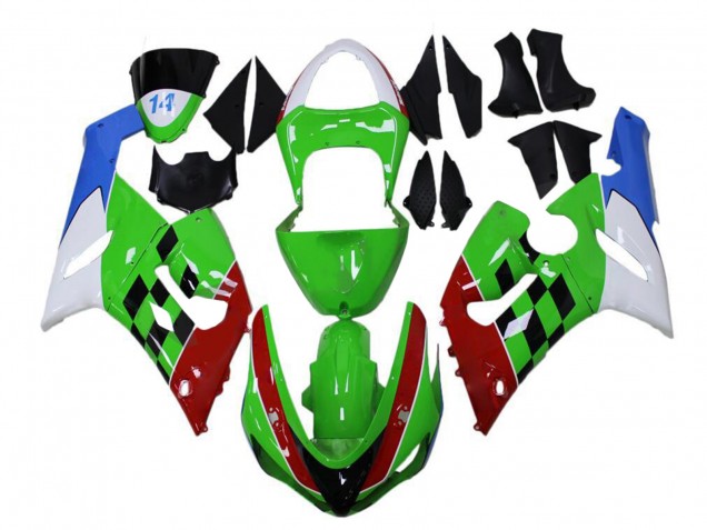 Acquista Carena Moto Kawasaki ZX6R 2005-2006 - Bianco Verde Blu Rosso Nero