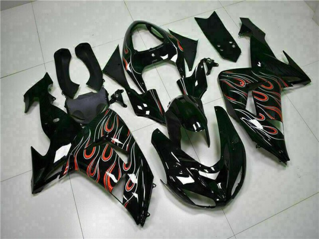 Acquista Kit Carena Moto Kawasaki ZX10R 2006-2007 - Nero Lucido Rosso Fiamma