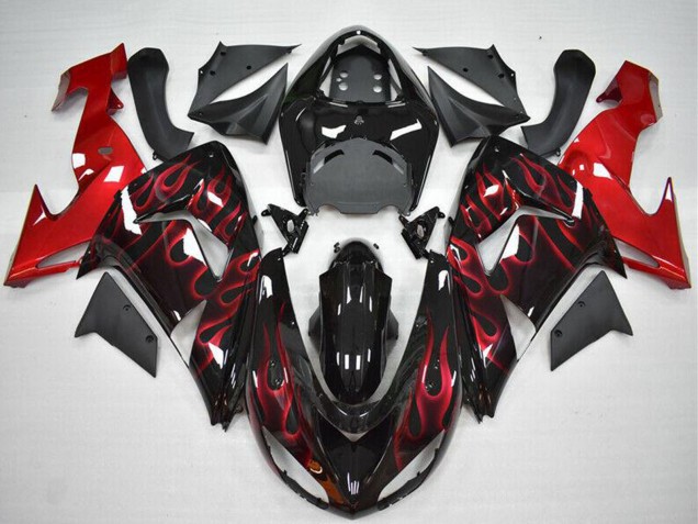 Acquista Carena Moto Kawasaki ZX10R 2006-2007 - Nero Lucido Rosso Fiamma
