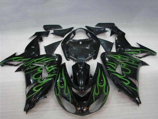 Acquista Carena Moto Kawasaki ZX10R 2006-2007 - Nero Lucido Verde Fiamma