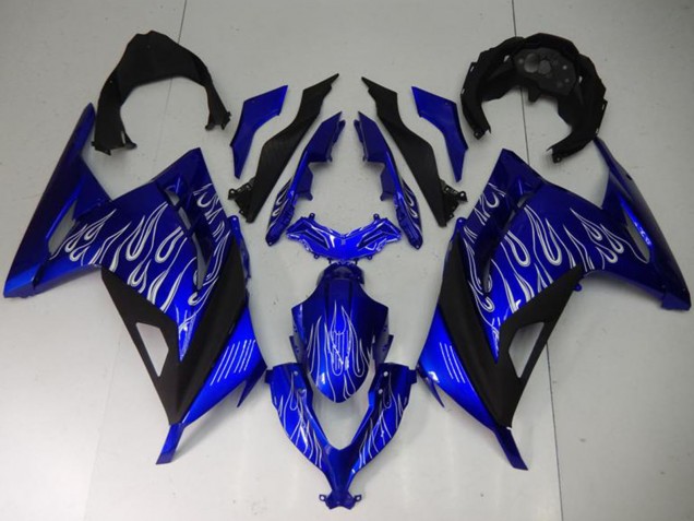Acquista Carena Moto Kawasaki Ninja 300 EX300R 2013-2024 - Blu Nero Bianco Fiamma