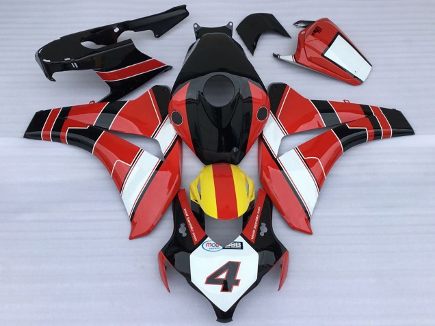 Acquista Carene Moto Honda CBR1000RR 2008-2011 - Rosso Bianco Giallo Nero Lucido Stile di Corsa