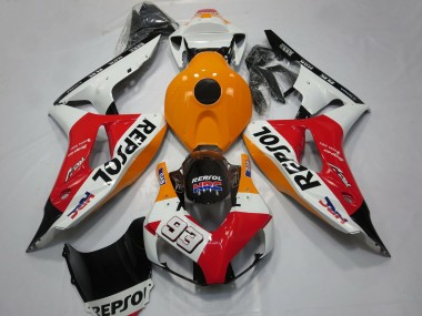 Acquista Carene Moto Honda CBR1000RR 2006-2007 - Arancia Bianco Rosso Nero Lucido Repsol 93