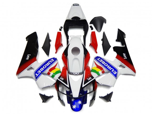 Acquista Carena Moto Honda CBR600RR 2003-2004 - Bianco Rosso Blu Nero Lucido EuroBet
