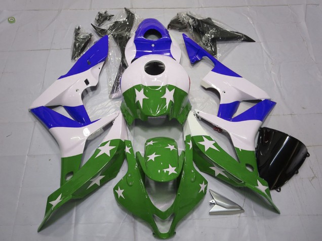 Acquista Carene Moto Honda CBR600RR 2007-2008 - Bianco Blu Verde Stellas Banda