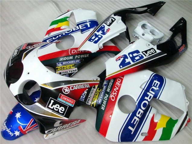 Acquista Carene Moto Honda CBR250RR 1990-1998 - Bianco Blu Rosso Giallo Verde Carrera EuroBet Lee