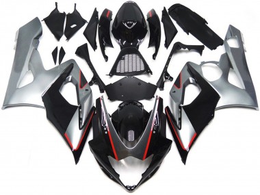 Acquista Carene Moto Suzuki GSXR 1000 2005-2006 - Nero Lucido Argento Rosso