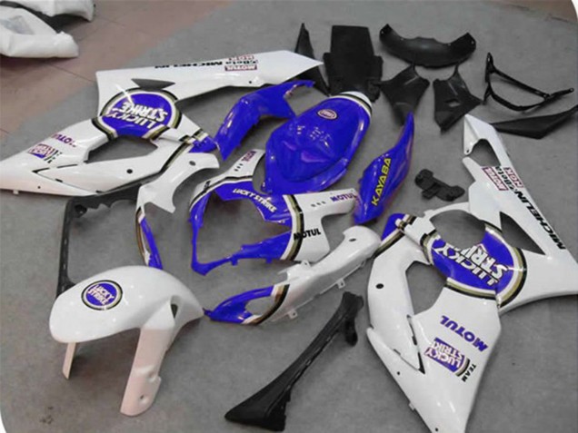 Acquista Carene Moto Suzuki GSXR 1000 2005-2006 - Bianco Blu Lucky Strike