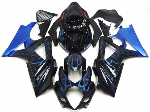 Acquista Carene Moto Suzuki GSXR 1000 2007-2008 - Nero Lucido Blu Fiamma