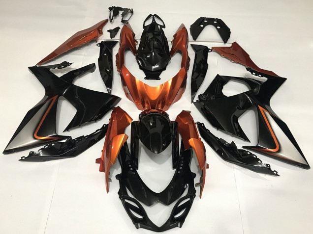 Acquista Carene Moto Suzuki GSXR 1000 2009-2016 - Nero Lucido Shiny Arancia