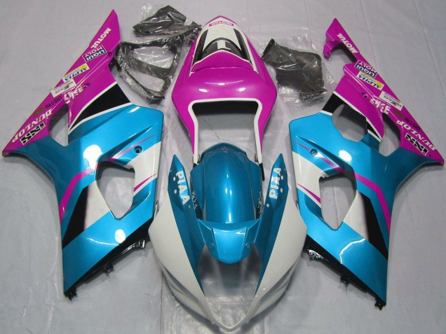Acquista Carene Moto Suzuki GSXR 1000 2003-2004 - Azzurro Chiaro Bianco Rosa
