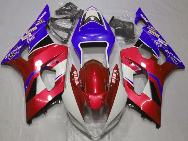 Acquista Carene Moto Suzuki GSXR 1000 2003-2004 - Caramella Rosso Bianco Blu