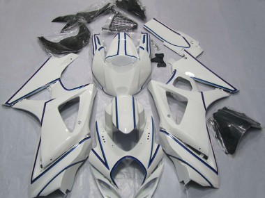 Acquista Carene Moto Suzuki GSXR 1000 2007-2008 - Lucido Bianco Blu Gessato