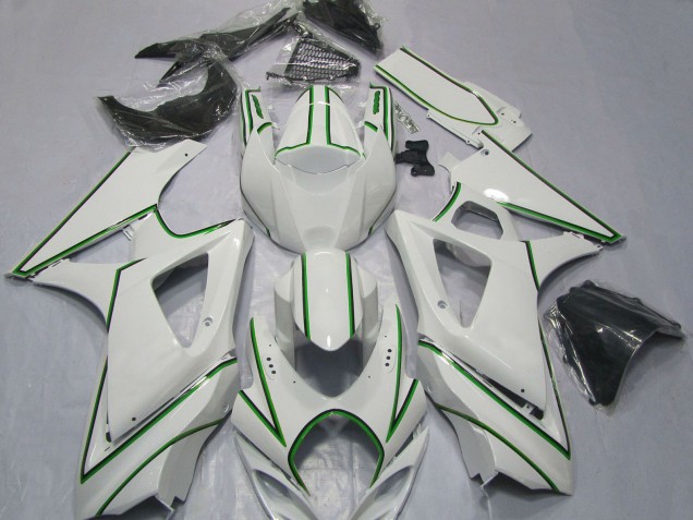 Acquista Carene Moto Suzuki GSXR 1000 2007-2008 - Lucido Bianco Verde Gessato