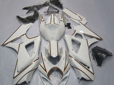 Acquista Carene Moto Suzuki GSXR 1000 2007-2008 - Lucido Bianco Arancia Gessato