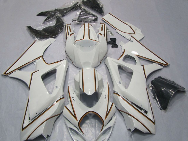 Acquista Carene Moto Suzuki GSXR 1000 2007-2008 - Lucido Bianco Arancia Gessato