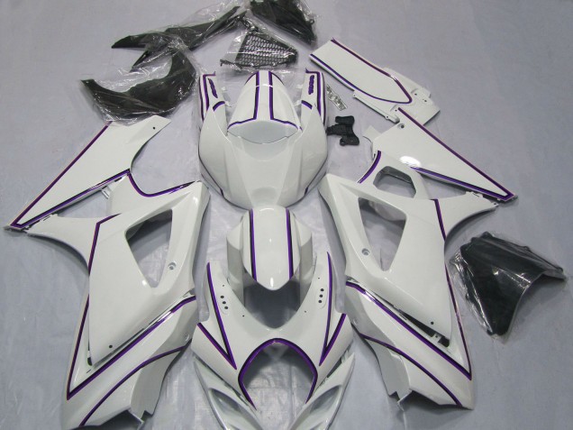 Acquista Carene Moto Suzuki GSXR 1000 2007-2008 - Lucido Bianco Viola Gessato