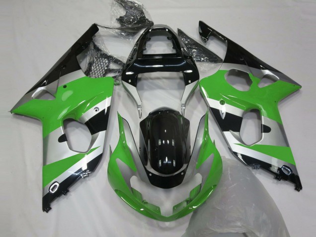 Acquista Carene Moto Suzuki GSXR 1000 2000-2002 - Verde Argento Nero Lucido OEM Stile