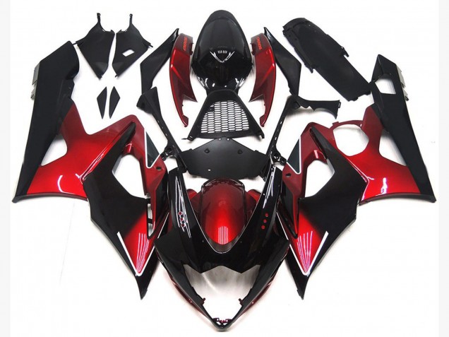 Acquista Carene Moto Suzuki GSXR 1000 2005-2006 - Caramella Rosso Nero Lucido