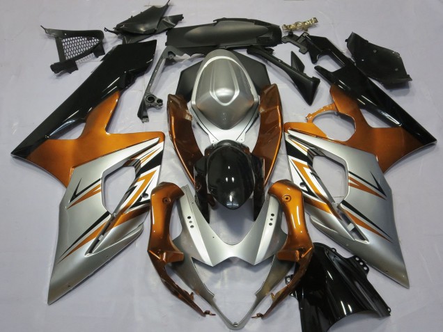 Acquista Carene Moto Suzuki GSXR 1000 2005-2006 - Arancia Argento Nero Lucido