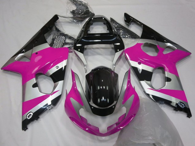 Acquista Carene Moto Suzuki GSXR 1000 2000-2002 - Rosa Argento Nero Lucido OEM Stile