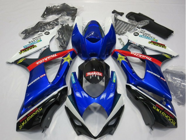Acquista Carena Moto Suzuki GSXR 1000 2007-2008 - Bianco Blu Rosso Nero Rockstar